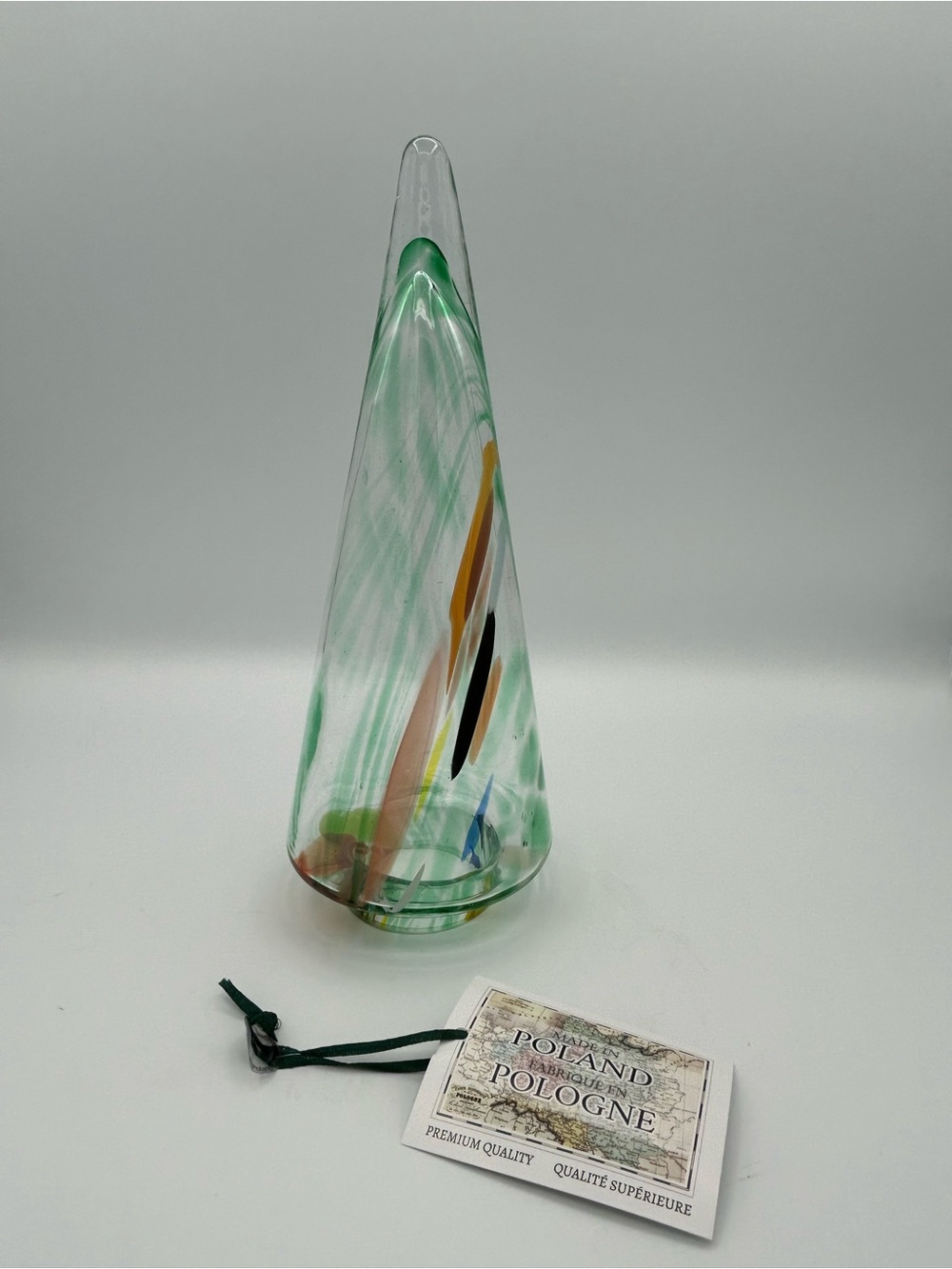 Hand Blown Poland Glass Christmas Tree Multicolor Modern Green Holiday Decor